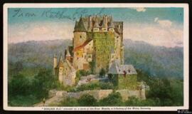 Tarjeta postal a color del Castillo de Eltz publicada para la publicidad de la Prudential Insuran...