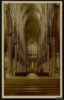 Tarjeta postal de vista interior de la Catedral de Colonia editada por el Verlag Cr. Schönning