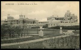 Tarjeta postal de vista panorámica del Hotel Le Châlet Royal en Ostende