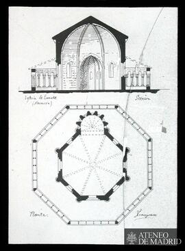 Planta y sección de la iglesia de Eunate (Navarra.). (Dibujo de Vicente Lampérez y Romea)