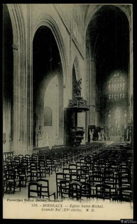 Tarjeta postal de vista interior de la Gran Nave de la Église Saint-Michel de Burdeos editada por...