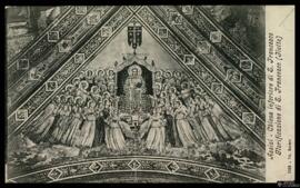 Tarjeta postal de detalle de la obra de Giotto de la Glorificación de San Francisco en la Basílic...