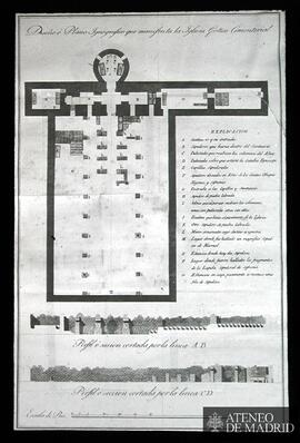 Planta y secciones de la basílica de Cabeza de Griego  en Saelices (Cuenca)