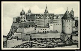 Tarjeta postal de vista panorámica desde el norte del Castillo de Heidelberg antes de su destrucc...