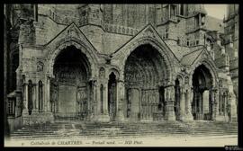 Tarjeta postal de vista exterior del portal de la fachada norte de la Catedral de Chartres editad...
