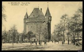 Tarjeta postal de vista exterior de la Puerta de Hal en Bruselas