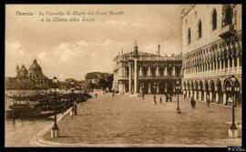 Tarjeta postal de vista panorámica de la Piazzetta San Marco, el Canal Grande y la Basílica de Sa...