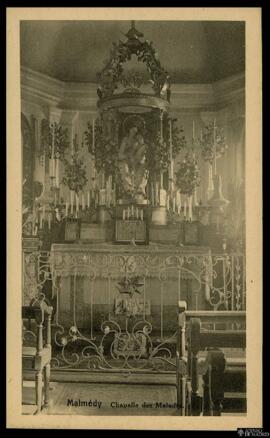 Tarjeta postal de vista interior de la Capilla de los Enfermos o Chapelle des Malades de Malmedy ...