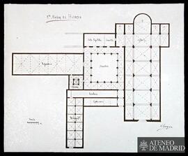 Planta del Monasterio de Santa María de Huerta (Soria). (Dibujo de Vicente Lampérez y Romea)