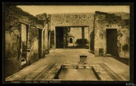 Tarjeta postal de vista interior del Atrium de la Casa del Poeta Trágico o Casa Homérica de Pompe...