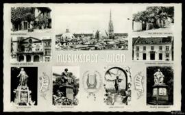 Tarjeta postal circulada de composición de imágenes de Viena como ciudad de la música editada por...