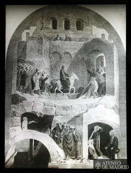
[Escenas de la vida de Jesucristo (Domingo de Ramos, Marta y María, y milagro de resurreción)]
