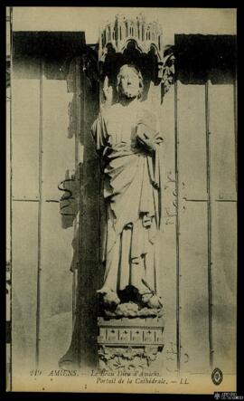 Tarjeta postal de la escultura del Beau Dieu en el portal de la Catedral de Amiens editada por Lé...