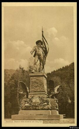 Tarjeta postal del monumento escultórico a Andreas Hofer colina de Berg Isel, cerca de Innsbruck,...