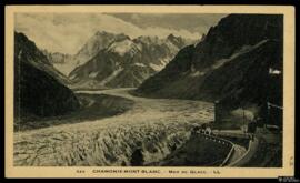 Tarjeta postal de vista del paisaje del glaciar de la Mer de glace en Chamonix-Mont-Blanc editada...