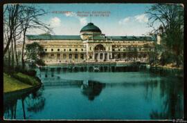 Tarjeta postal de vista exterior de los jardines de la Kurhaus en Wiesbaden con carta no circulad...