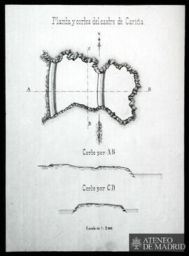 Cariño (La Coruña). Planta y cortes del Castro