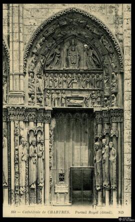 Tarjeta postal de detalle del Portal Real o Portail Royal de la Catedral de Chartres editada por ...