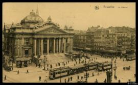 Tarjeta postal circulada de vista exterior de la Bolsa de Bruselas editada por Ernest Thill para ...