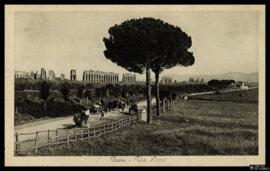 Tarjeta postal de vista panorámica del Acueducto de Claudio en la via Appia Nuova de Roma editada...