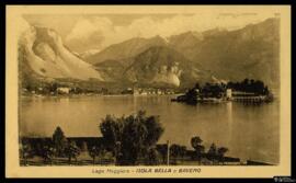 Tarjeta postal de vista general de la Isola Bella y Baveno en el Lago Mayor de Italia editada por...