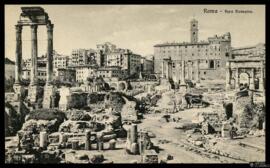 Tarjeta postal de heliograbado de las ruinas del Foro Romano de Roma editada por Brunner & C....