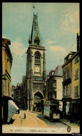 Tarjeta postal a color de vista exterior de la Église Saint-Leu d'Amiens editada por Lévy Fils et...