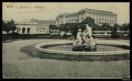 Tarjeta postal de vista panorámica del Palacio de Hofburg y la Burgtor de Viena editada por Bömml...