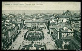 Tarjeta postal de vista panorámica de la Piazza Vittorio Emanuele de Roma con carta familiar no c...