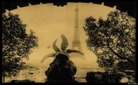 Tarjeta postal de vista panorámica de la Torre Eiffel vista desde los Jardines del Trocadero de P...