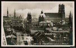 Tarjeta postal de vista panorámica de la Odeonsplatz y la Altstadt en Múnich editada por Ottmar Z...