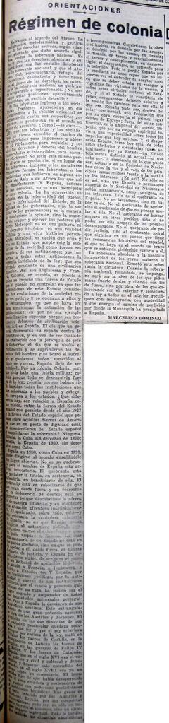 1930-12-06. "Régimen de colonia", por Marcelino Domingo. El Liberal (Madrid)