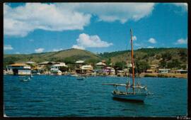 Tarjeta postal circulada a color de La Parguera, puerto pesquero en Puerto Rico, editada por Raho...