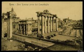 Tarjeta postal de las ruinas del Foro Romano junto al Capitolio de Roma