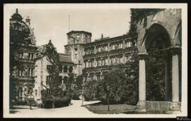 Tarjeta postal circulada de vista exterior del Castillo o Schlosshof de Heidelberg editada por el...