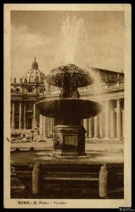 Tarjeta postal de la fuente de Bernini en la Plaza de San Pedro de la Ciudad del Vaticano en Roma