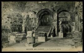 Tarjeta postal de vista interior de las Termas en el Musée de Cluny editada por los Neurdein Frèr...