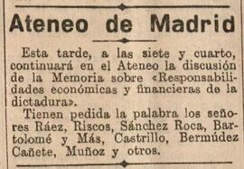 1930-07-10. Continúa hoy la Memoria sobre las responsabilidades económicas de la dictadura . El L...