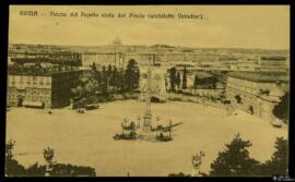 Tarjeta postal de la Piazza del Popolo de Roma vista desde el monte Pincio