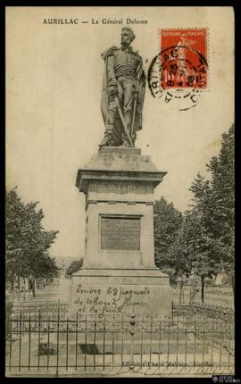 Tarjeta postal circulada de la Estatua del General Delzons en Aurillac editada por Pierre Malroux...