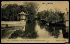 Tarjeta postal de vista del paisaje del río Eure y el Pont de la Courtille en Chartres editada po...