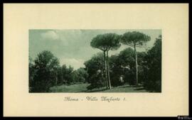 Tarjeta postal de vista del paisaje de la Villa Umberto I de Roma editada por Brunner & C., C...