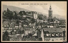 Tarjeta postal de vista panorámica de Baden-Baden desde el Neuen Schloss editada por Stengel &amp...