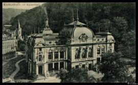 Tarjeta postal de vista exterior de lo, Kaiserbad o Císařské lázně en Karlovy Vary editada por el...