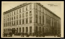 Tarjeta postal de vista exterior del Hotel Phoenix de Copenhage remitida a Mr. J. W. Baddiley, re...