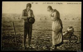 Tarjeta postal de reproducción de la obra de J. F. Millet de El Ángelus o L'Angélus editada por [...