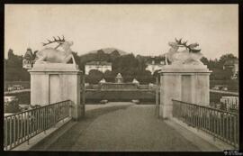 Tarjeta postal de esculturas del Josefinenbrücke en Baden-Baden