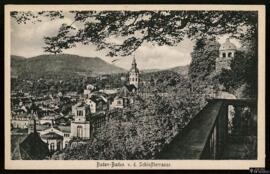 Tarjeta postal de vista panorámica de Baden-Baden desde la terraza del Neuen Schloss editada por ...