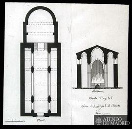 Planta y sección de la iglesia de San Miguel de Olmedo (Valladolid). (Dibujo de Vicente Lampérez ...