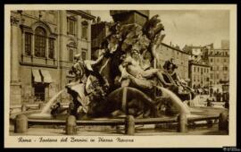 Tarjeta postal de la Fuente de los Cuatro Ríos de Bernini en la Piazza Navona de Roma editada por...